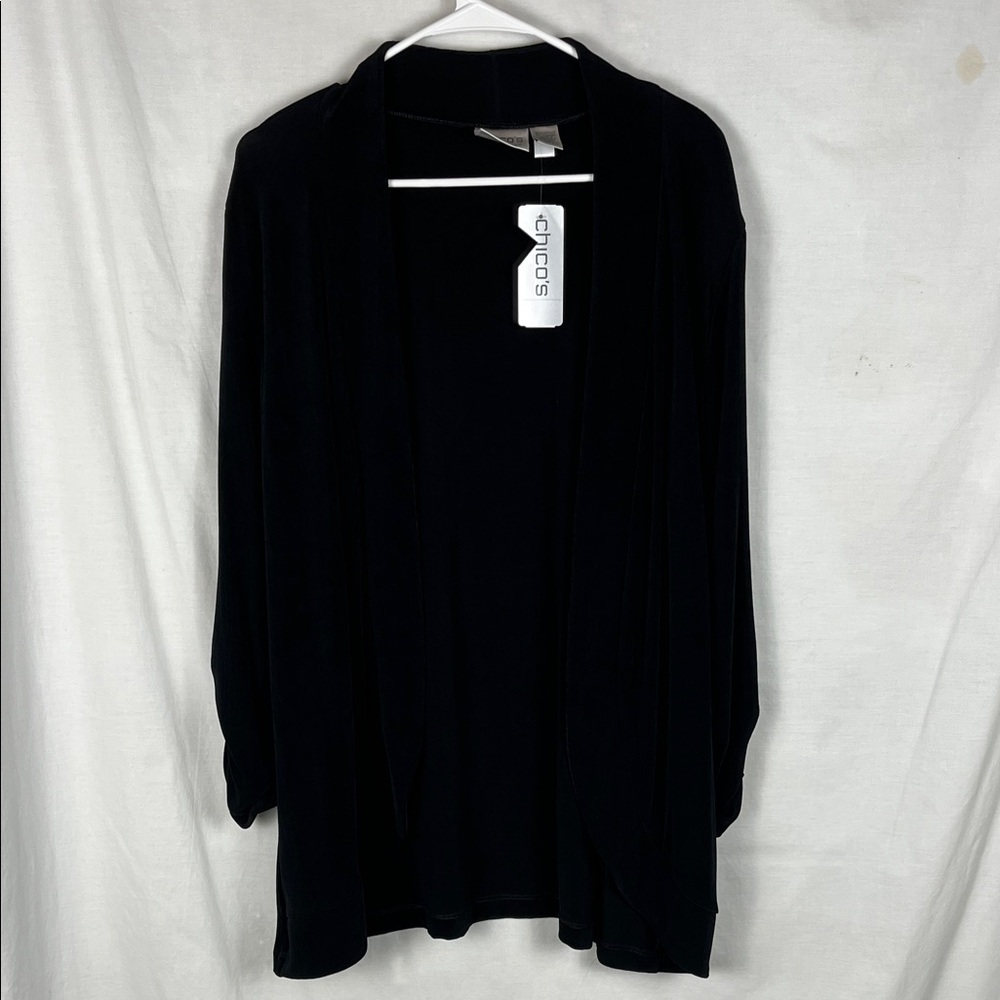 Chico's Black Open-Front Women's Cardigan - Lightweight Draped Layer